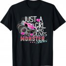 Just A Girl Who Loves Monster Trucks Cute Monsters and Love- T-Shirt