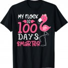 My Flock Is 100 Days Smarter - Cute Flamingo Teacher Student T-Shirt