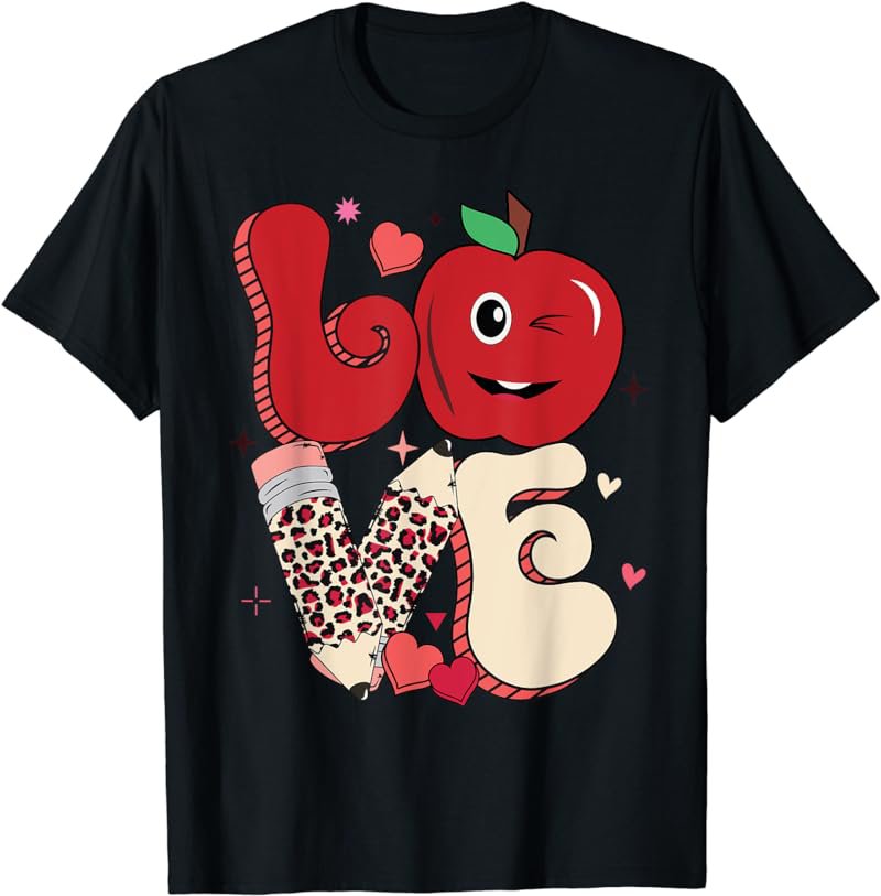 Teacher Valentines Day Groovy Leopard Teacher Valentine T-Shirt