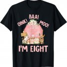 Cute Pink Farm Barnyard 8th Birthday Outfit Girl 8 Year Old T-Shirt