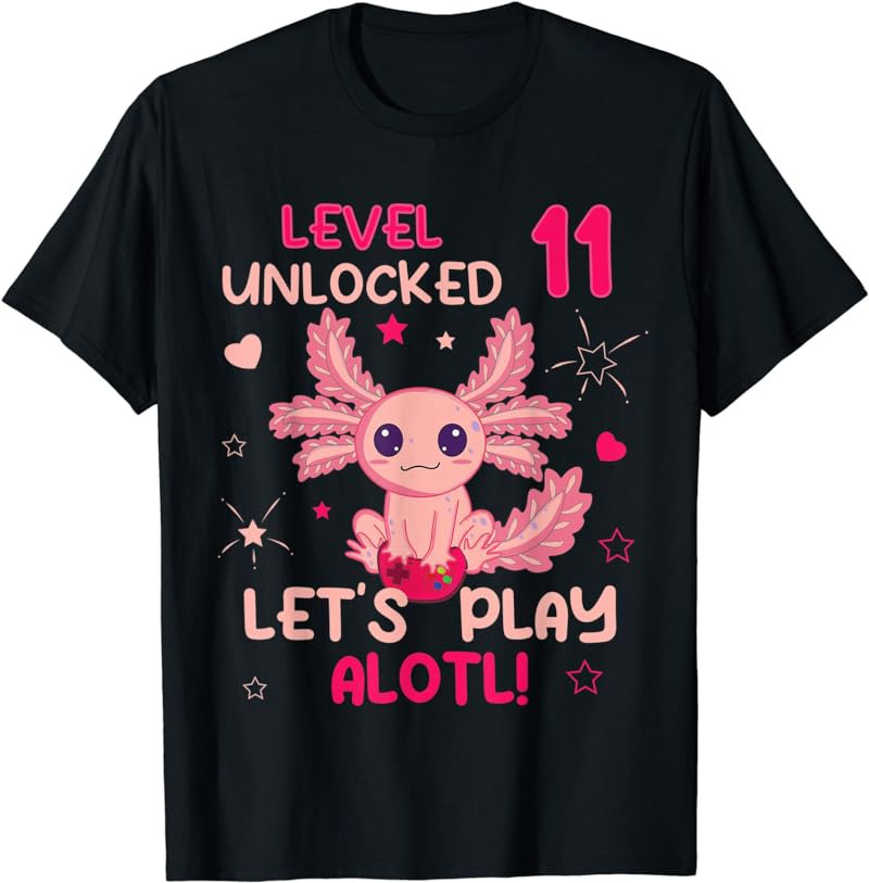 11 Year Old Axolotl Lover 11th Birthday Shirt Boys Girls T-Shirt