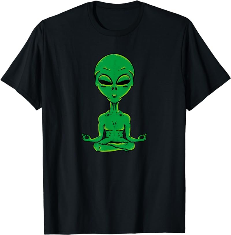 Meditating Alien - Cute Meditation Extraterrestrial Yoga T-Shirt