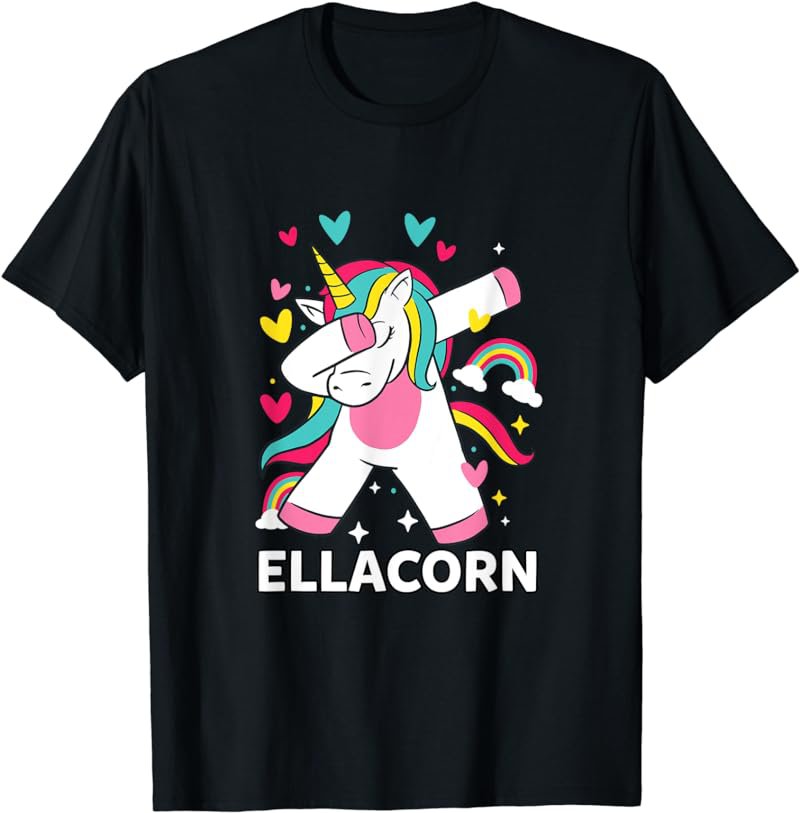 Ellacorn Personalized Name Dabbing Unicorn Ella T-Shirt