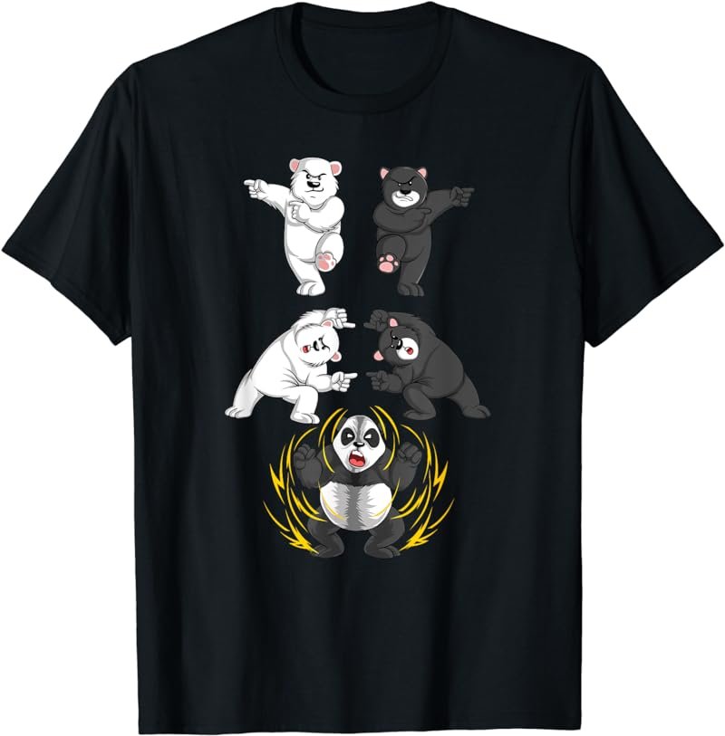 Cute Black And White Bear Into Panda Fusion Funny Gift T-Shirt
