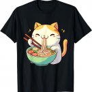 Cat Ramen Anime Kawaii Neko Eating Noodle Girls Teens Kids T-Shirt
