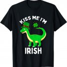 Kiss Me Im Irish Dinosaur Shamrock Cute St Patricks Day Kids T-Shirt
