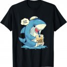 Funny Shark Shirt Boba Tea Shirt Bubble Tea Anime Shark T-Shirt