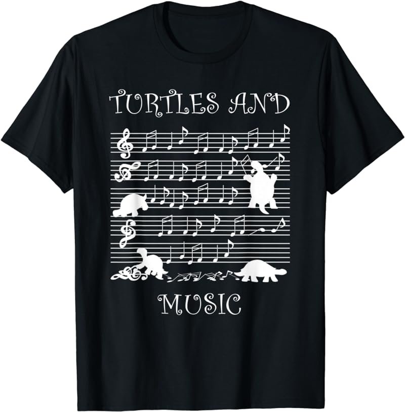 Turtles and Music Notes Clef Musician T-Shirt