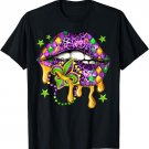 Mardi Gras Lips Queen Carnival Costume Purple & Gold Funny T-Shirt