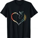 Horse Head Inside Heart Women Ladies Girls Teens Kids Retro T-Shirt