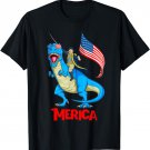 Merica Patriotic TRex Dinosaur George Washington 4th of July T-Shirt