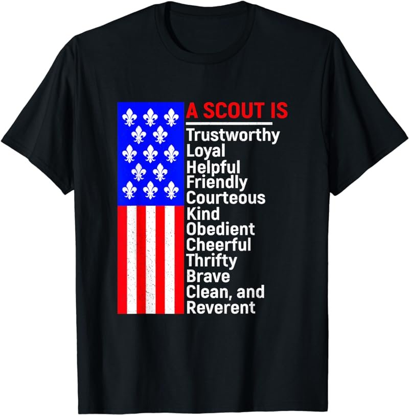 American Flag A Scout Is Trustworthy Friendly Courteous T-Shirt