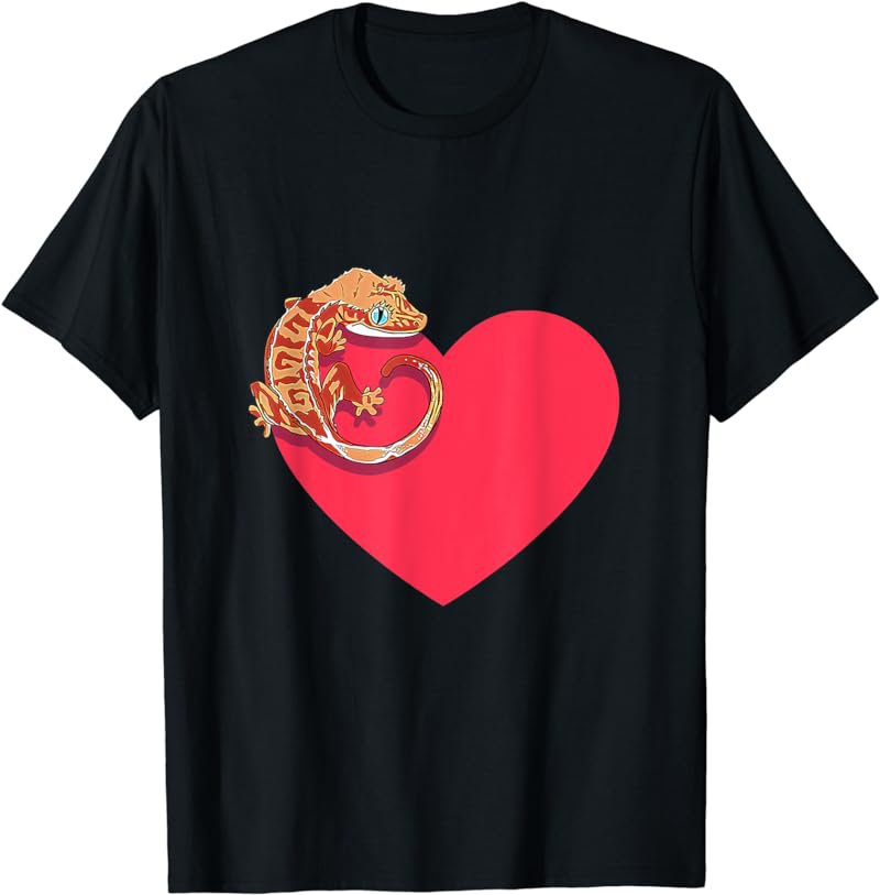 Gecko Love, Crested Gecko Lover, Gecko Heart, Cute Crestie T-Shirt