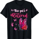 Retired 2023 Funny Retirement cute Pink Butterfly Women T-Shirt