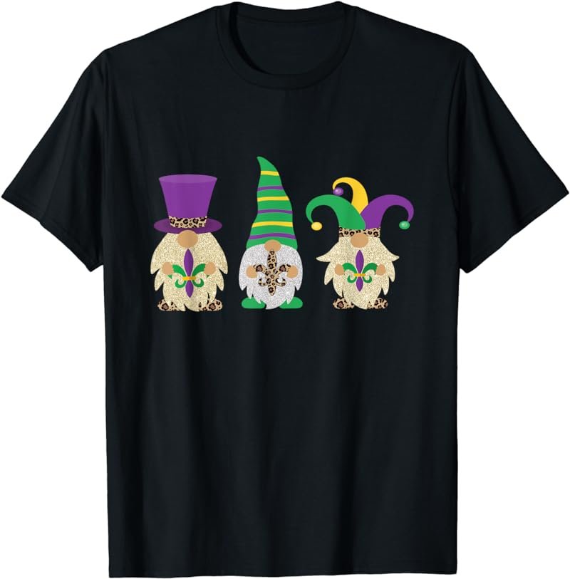 Mardi Gras Three Gnomes Funny Purple & Gold Festival Gnomes T-Shirt
