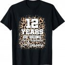 12 Years Of Being Awesome 12th Birthday Cute Leopard Print T-Shirt