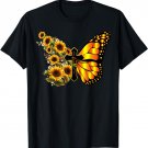 Vintage Women Men Faith Cross Sunflower Butterfly Christian T-Shirt