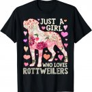 Rottweiler Just A Girl Who Loves Dog Flower Women Floral T-Shirt