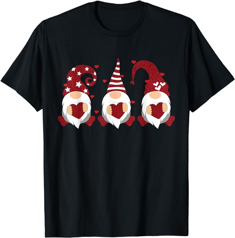 Three Gnomes Holding Hearts Valentines Boys Girls Kids T-Shirt