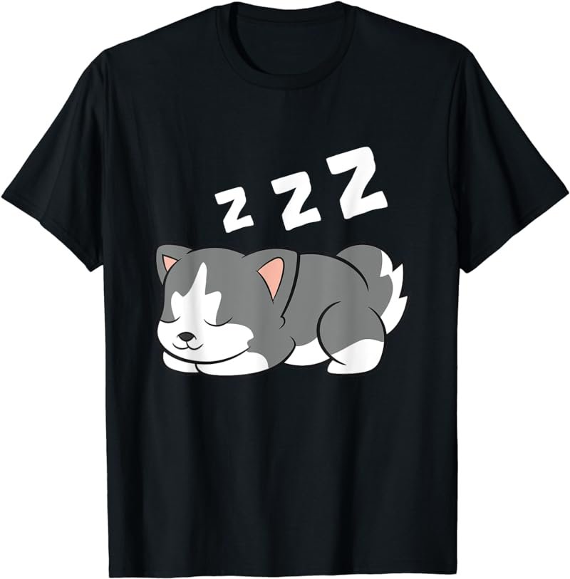 Sleeping Husky Dog Husky Pajama Cute Siberian Husky T-Shirt