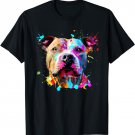 Art Pitbull Splashes Paint, Colorful Dog T-Shirt