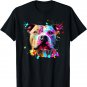 Art Pitbull Splashes Paint, Colorful Dog T-Shirt