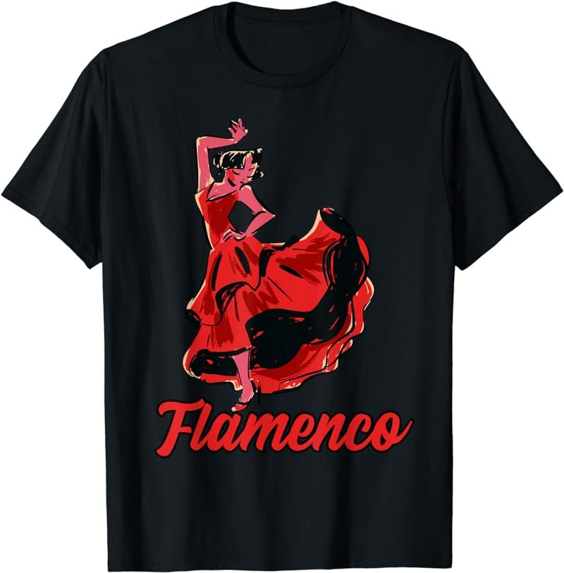Flamenca Dancer with Red Flamenca Dress T-Shirt