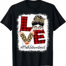 Math Interventionist Love Messy Bun Leopard Back To School T-Shirt