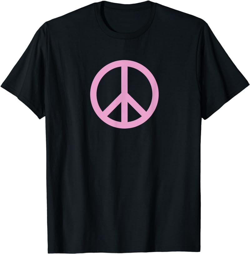 Peace Sign Cute Pink and Black For Women and Girls T-Shirt