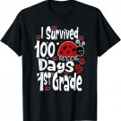 I Survived 100 Days of 1st Grade Teacher Kids ladybug Gift T-Shirt