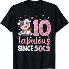 Awesome Since 2013 Cow Print 10th Birthday Outfit For Girl T-Shirt