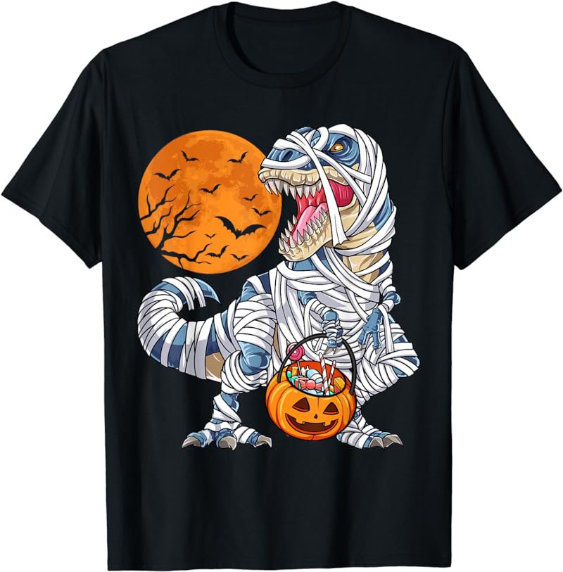 Halloween Shirts for Boys Men Dinosaur T rex Mummy Pumpkin T-Shirt