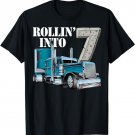 7th Birthday Gift Rollin Into 7 Big Rig Semi-Trailer Truck T-Shirt