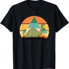 Brontosaurus - Cute Funny Dinosaurs Kawaii Retro Sunset T-Shirt