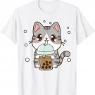 Cute Cat Boba Tea Anime Japanese Kids Teen Girl Women Kawaii T-Shirt