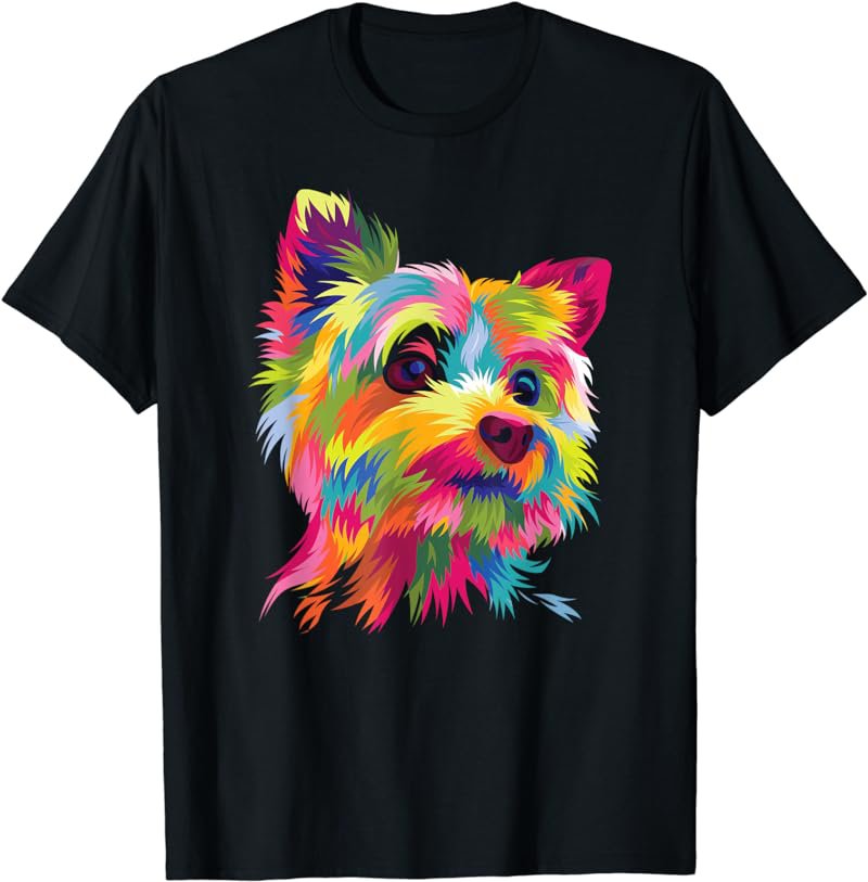Colorful Pop Art Yorkshire Terrier Portrait Yorkie Lover T-Shirt
