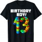 Cute 13th Birthday Gift 13 Years Old Block Building Boy Kid T-Shirt