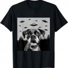 Alien UFO Funny Boxer Dog Lover Men Women Kids T-Shirt