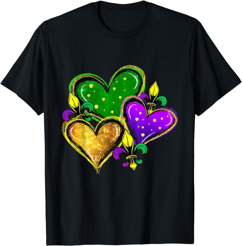Mardi Gras Cute Hearts Women Girls Kids Vintage T-Shirt