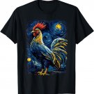 Chicken Starry Night Van Gogh Lover Painting Art Rooster T-Shirt