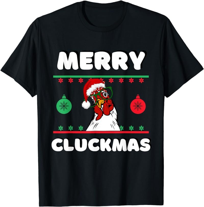 Merry Cluckmas Funny Chicken Christmas Retro Vintage T-Shirt