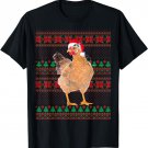 Ugly Christmas Chicken Santa Hat Lights Funny Xmas Chicken T-Shirt