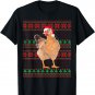 Ugly Christmas Chicken Santa Hat Lights Funny Xmas Chicken T-Shirt