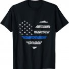 Thin Blue Line Flag Heart Retro Vintage Grunge Style T Shirt