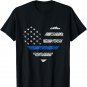 Thin Blue Line Flag Heart Retro Vintage Grunge Style T Shirt