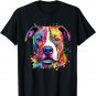 Colorful Pit-bull Terrier Dog Love-r Dad Mom, Boy Girl Funny T-Shirt