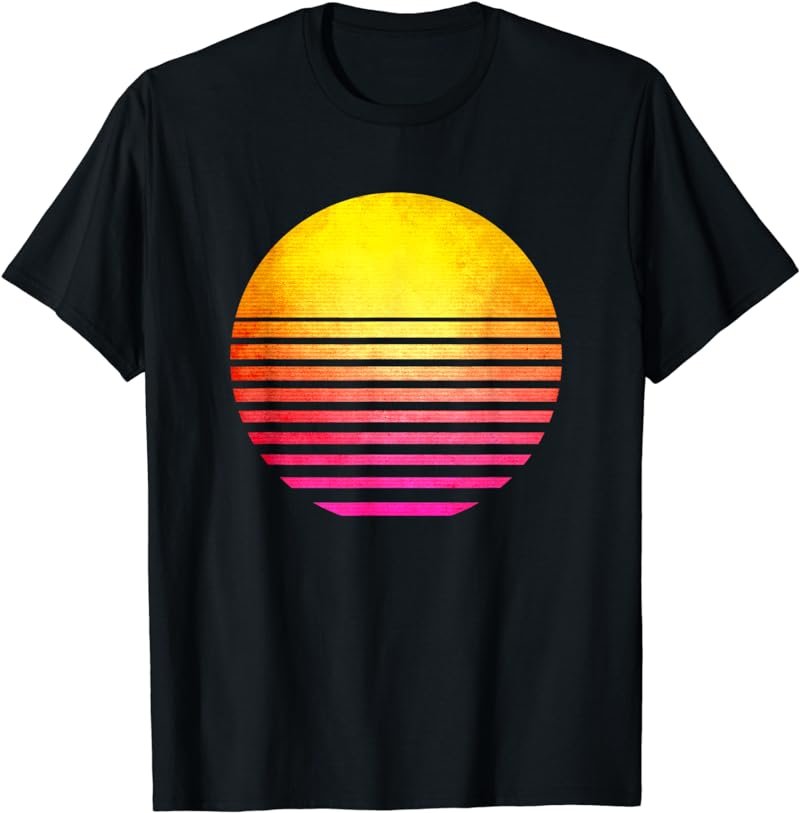 90s Vintage Outrun Sun Retro T-shirt