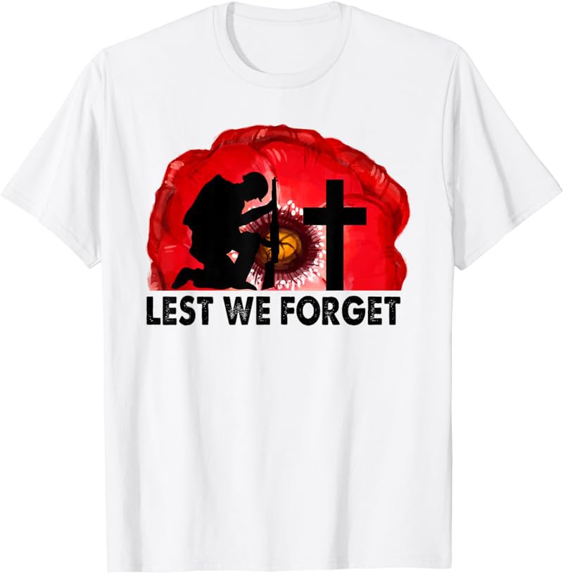 Veterans Day USA Memorial Lest We Forget Red Poppy Flower T-Shirt
