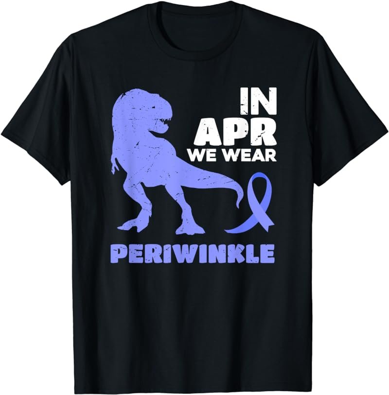 T Rex April We Wear Periwinkle Esophageal Cancer Awareness T-Shirt