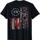 Print On Back American Flag Patriotic 1776 We The People USA T-Shirt